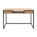 **Bureau en bois avec structure métallique et rangement intégré**