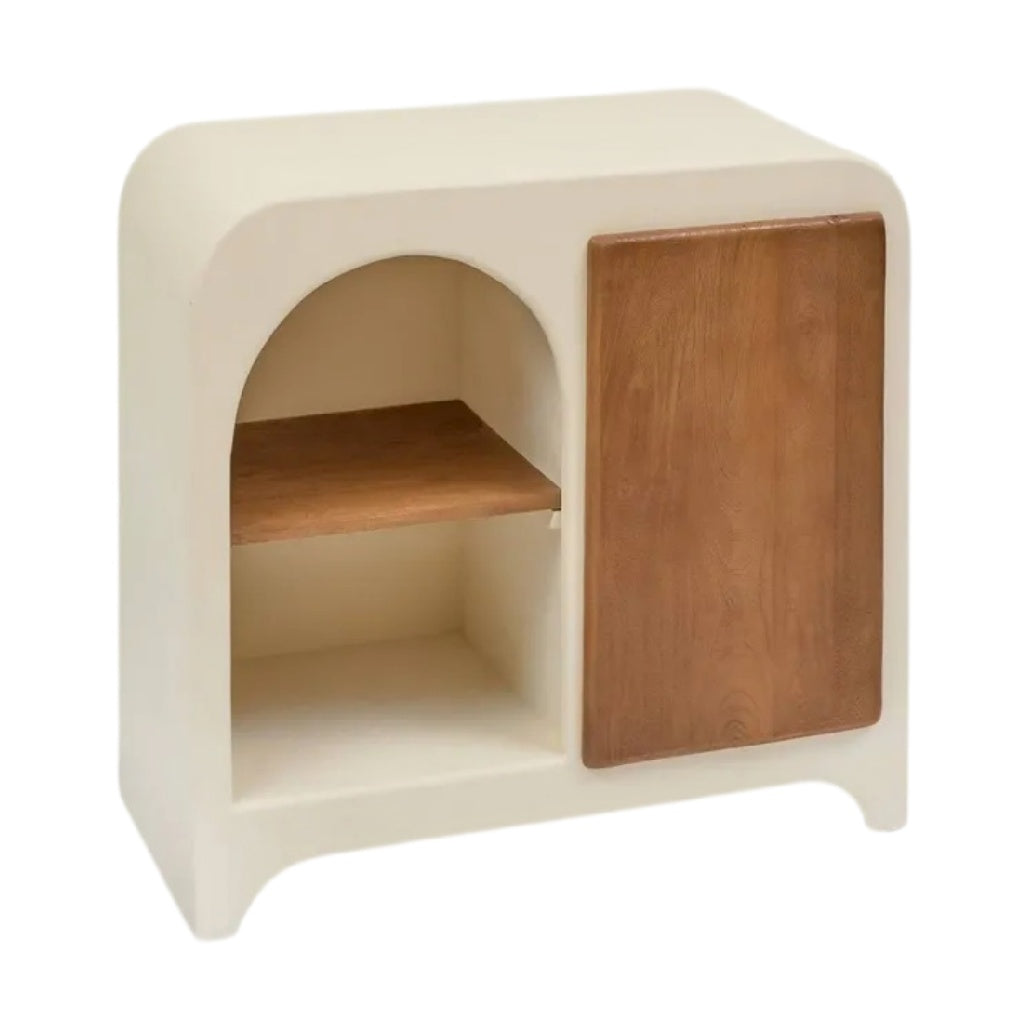 **Rangement moderne en bois et matériau composite - design épuré**
