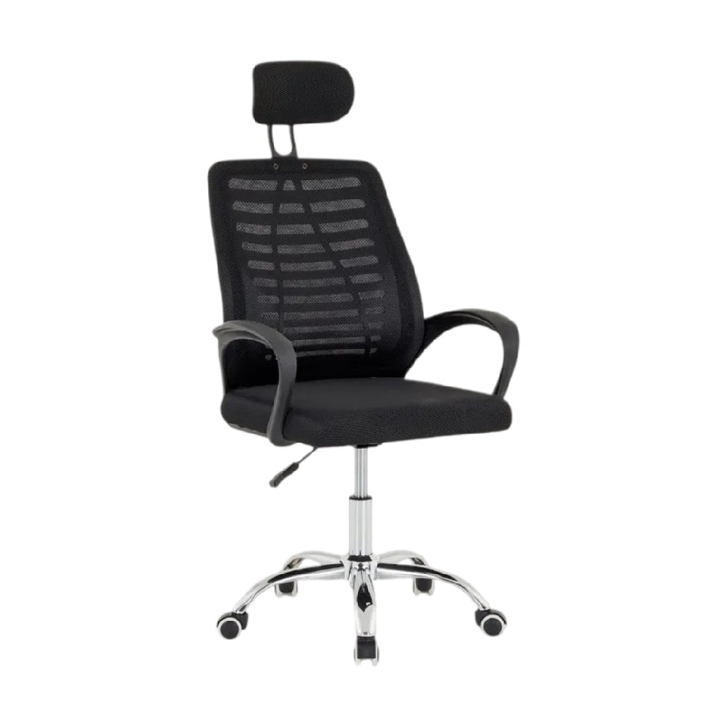 **Chaise de bureau ergonomique en maille noire avec support lombaire ajustable**